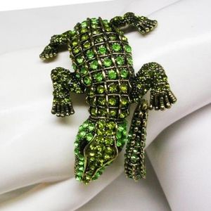 Signed Kenneth Jay Lane Alligator Crystal Bracelet